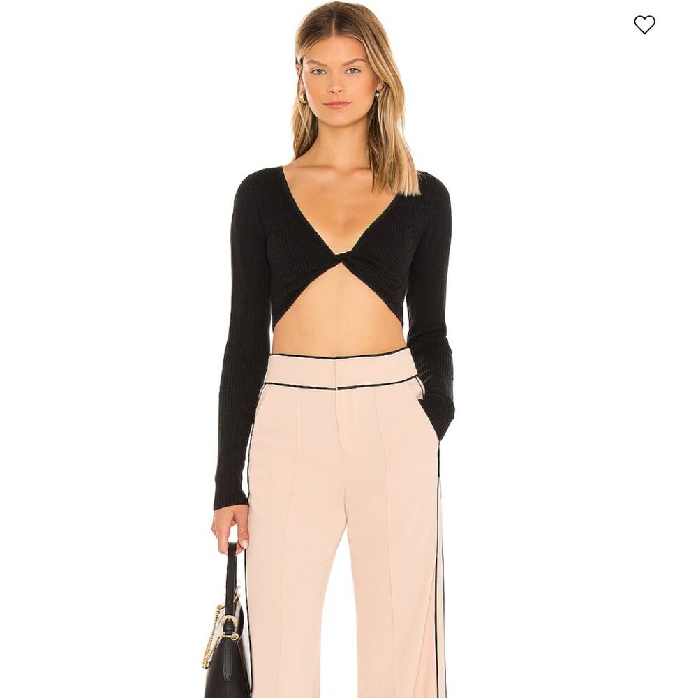 Bec & Bridge Riviera knit long-sleeve knit black crop top NWT, size 6 US